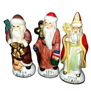 A Trio of Around the World~ Thru The Years Old World Ceramic Father Christmas